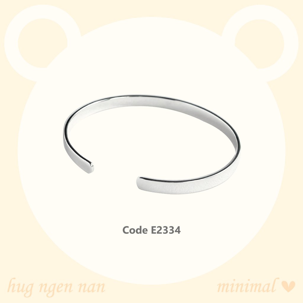 ฮักเงินน่านพร้อมจัดส่ง กำไลเกลี้ยงตันขัดเงาเรียบๆขนาด 5 มิลลิเมตร เงินแท้ 92.5% ผู้หญิง ผู้ชายสวมใส่ได้ unisex ของขวัญ