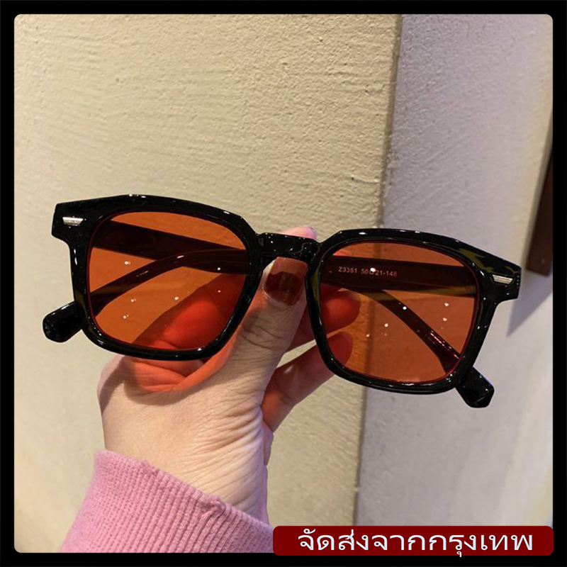 [กทม.จัดส่งได้24ชม.] แว่นกันแดดทรงเหลี่ยม สไตล์เรโทร สไตล์เกาหลี ใช้ได้กับแว่นตาผู้ชายทันสมัยหลายวัตถุประสงค์
