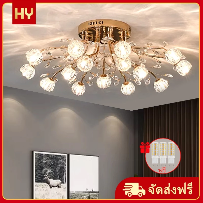 ห้องนั่งเล่นห้องนั่งเล่นนอร์ดิกโคมไฟเพดานคริสตัลโคมไฟในร่ม LED ร้านตกแต่งร้านอาหาร 65