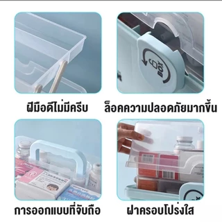 กล่องยา💊 แบบใส ปฐมพยาบาล ความจุสูง ยาสามัญประจำบ้าน ยาสองชั้นขนาดใหญ่ กล่องพลาสติกใส