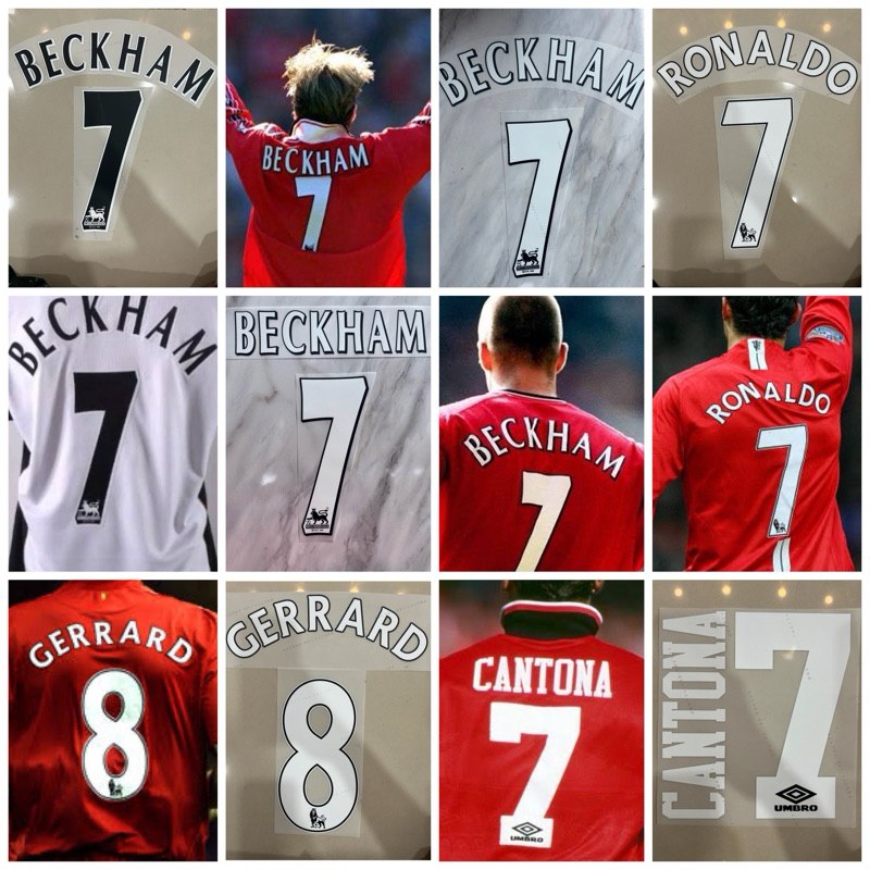 BECKHAM ปี1998-2000 และนักเตะย้อนยุค หายากจัง  ใช้เตารีดรีดติดเสื้อได้เองจ้า ไม่ได้ขายเสื้อน๊าา ขายเบอร์ติดเสื้อค่ะ