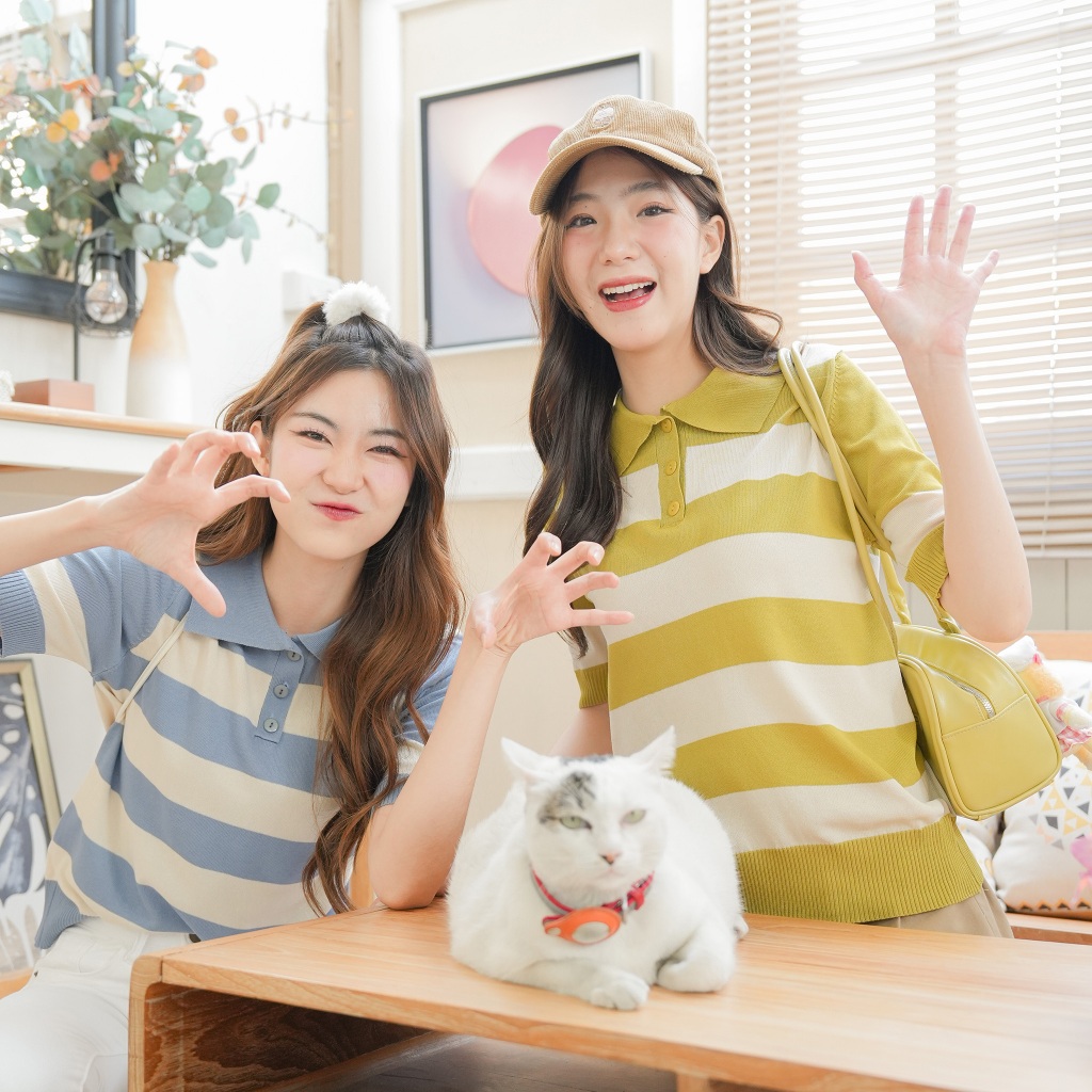 DAILYLOOK.SM --- Card topเสื้อคอปกลายทางทูโทน