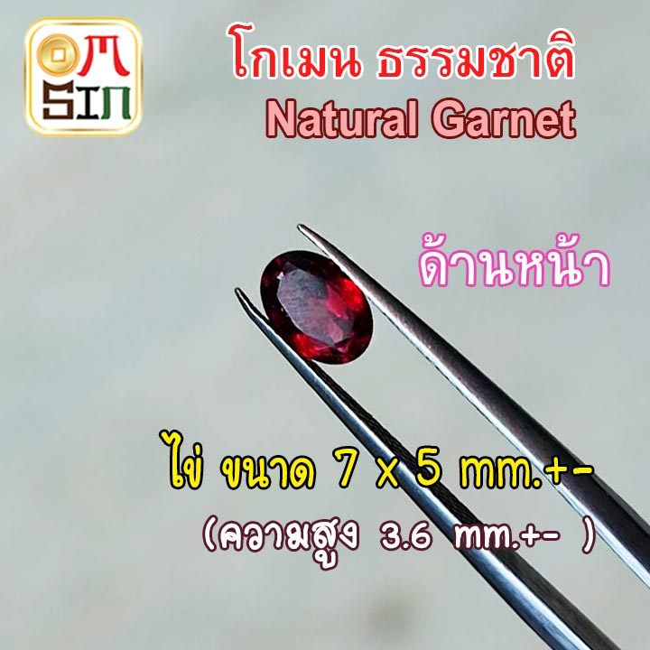 A073 7x5 มิล 1 เม็ด โกเมน ไข่ Natural Garnet สีแดง ธรรมชาติ พลอยแท้ พลอยแท้100%