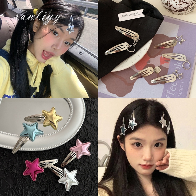 ส่งเร็ว🌼กิ๊บติดผมรูปดาวห้าแฉกน่ารักสีเงินหน้าม้าคลิปด้านข้างเกาหลีนักเรียนโลหะสำหรับผู้หญิงเครื่องประดับผม-Ranliyy