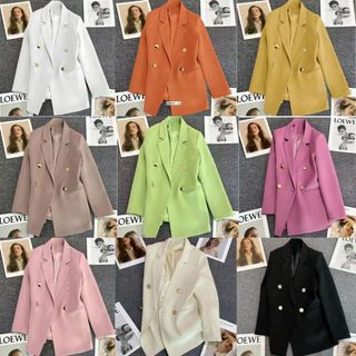 SUIT-9 เสื้อสูท เซ็ตเสื้อแขนยาว เสื้อเบลเซอร์ คอปกสไตล์เกาหลี สีสันสดใส Blazers