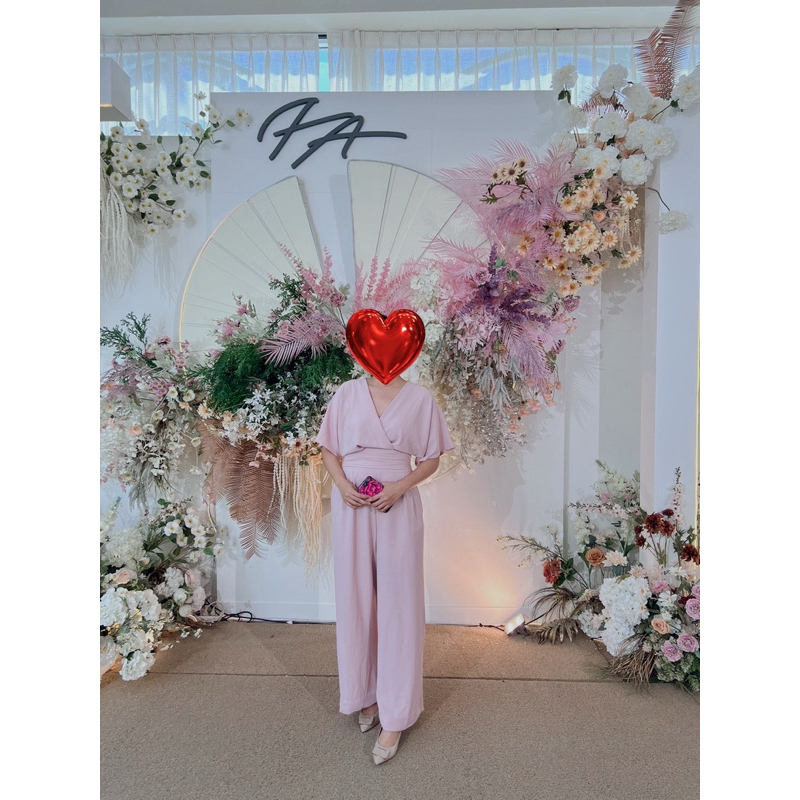 ป้าย Alot Grace จัมพ์สูทขายาว  สีชมพู