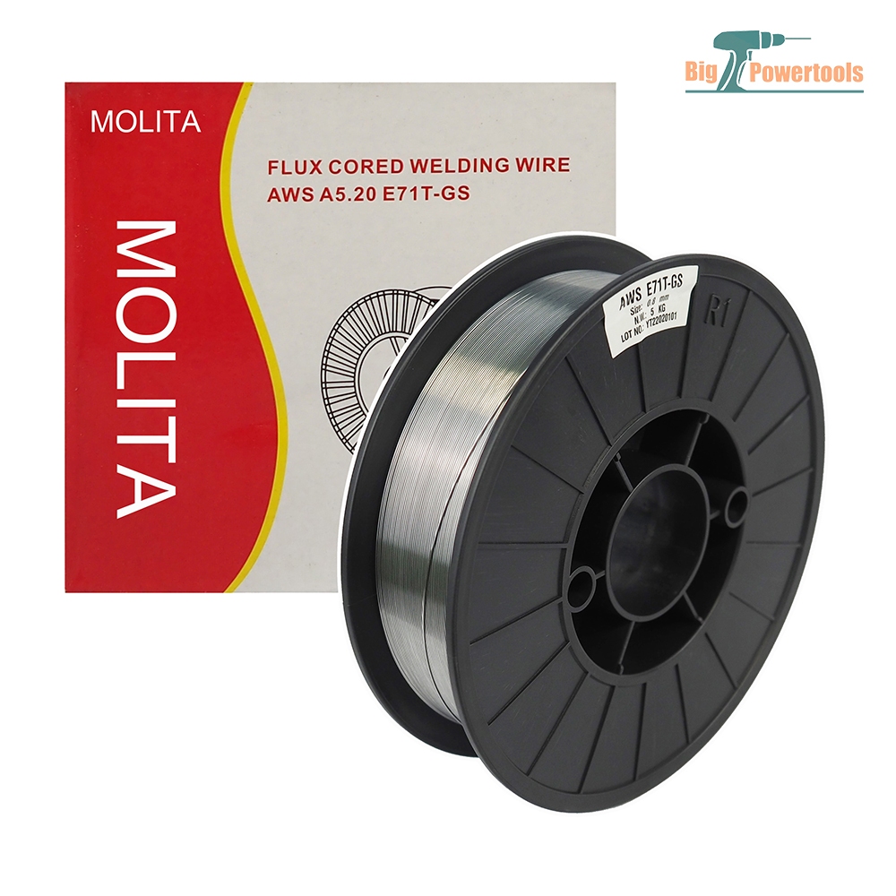 MOLITA ลวดเชื่อมฟลักคอร์ FLUX CORE ลวดเชื่อมไม่ใช้แก๊ส ขนาด 0.8mm 1.0 mm หนัก 5 kg ลวดเชื่อมมิ๊ก MIG ฟลักซ์คอร์ ลวดเชื่อ