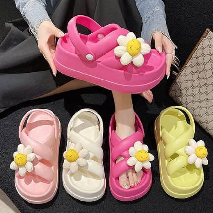 รองเท้าแตะแบบสวมพื้นสูง มีสายรัดส้น พร้อมส่งจากไทย YN-2089