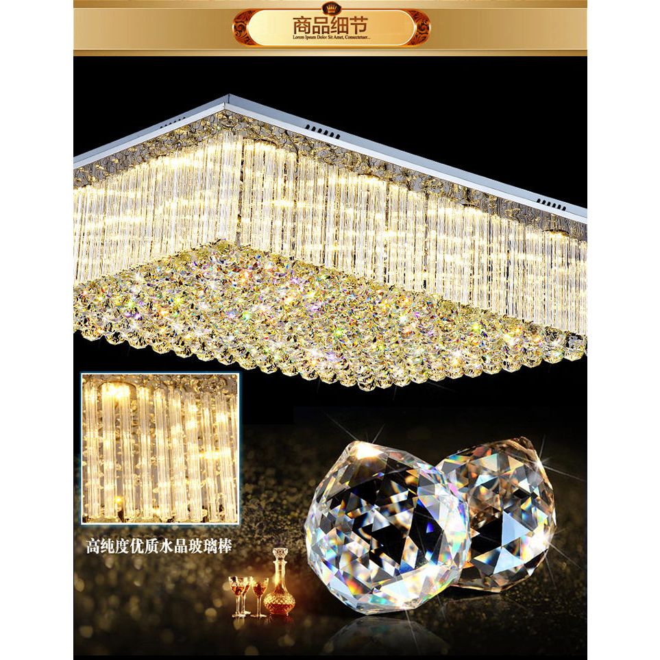 LED ceiling light Rectangular and round K9 crystal light นำโคมไฟด้านบน โคมไฟระย้าสี่เหลี่ยม K9 คริสต