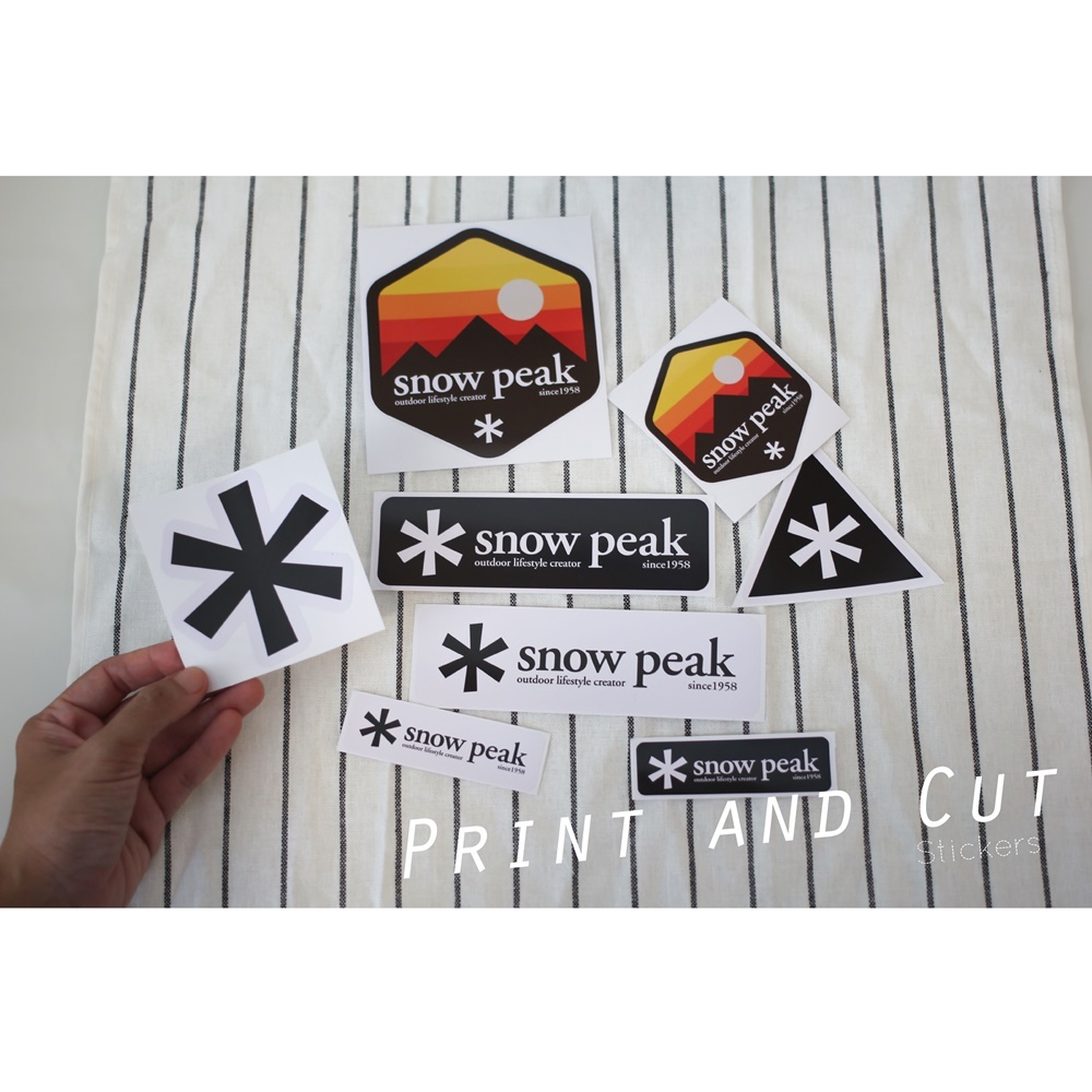 สติ๊กเกอร์รวมลาย Snow peak รวมหลายแบบ ราคาถูก งานพิมพ์ 3M กันน้ำกันแดด มีหลายแบบให้เลือก สำหรับติดตกแต่ง ติดรถ