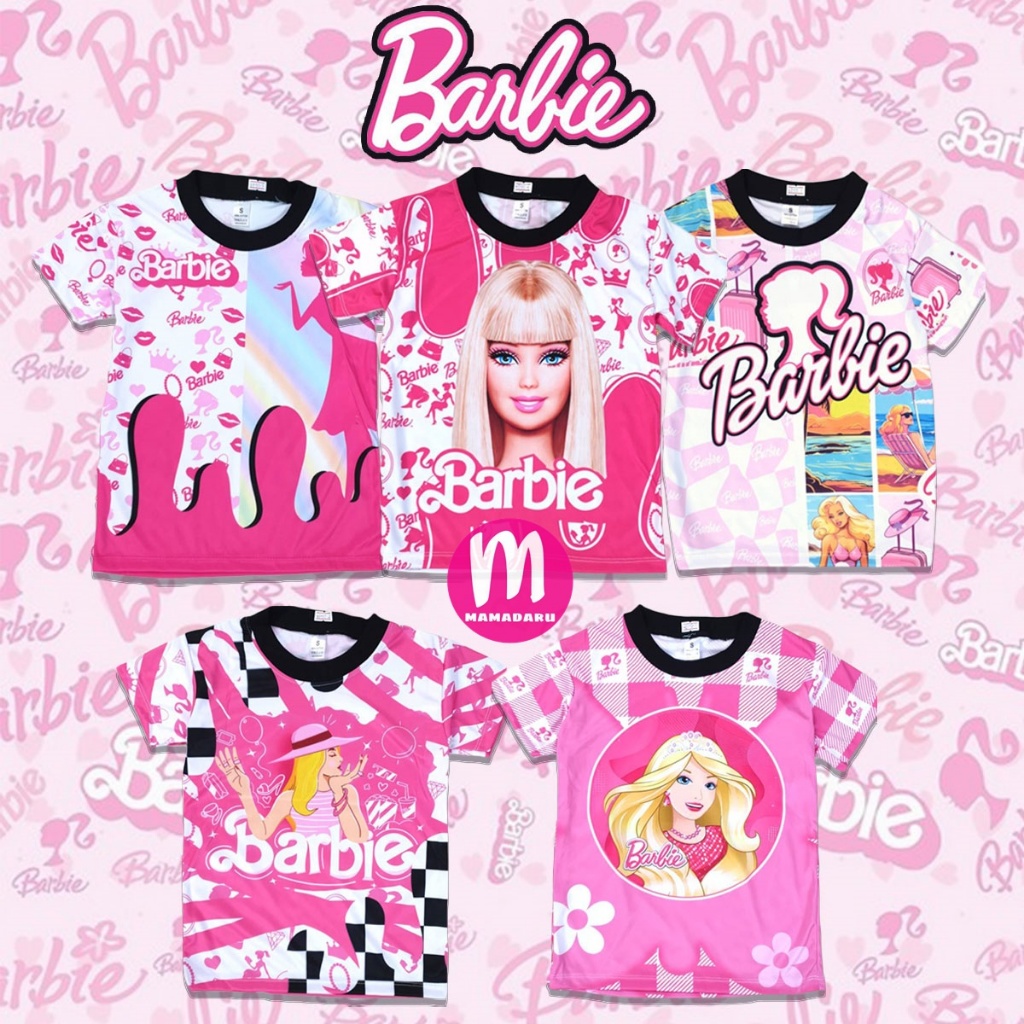 เสื้อเด็ก เสื้อยืดเด็ก Barbie บาบี้ เสื้อบาบี้เด็ก เนื้อผ้ามัน พิมพ์ลายทั้งตัว (KD132)