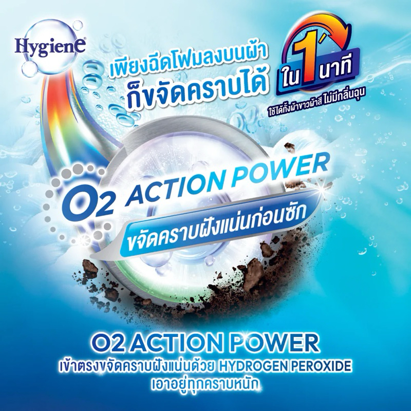 Hygiene ไฮยีน สเปรย์โฟม ขจัดคราบหนัก ก่อนซัก ใช้ได้ทั้งผ้าขาวและผ้าสี ขนาด 500 มล.