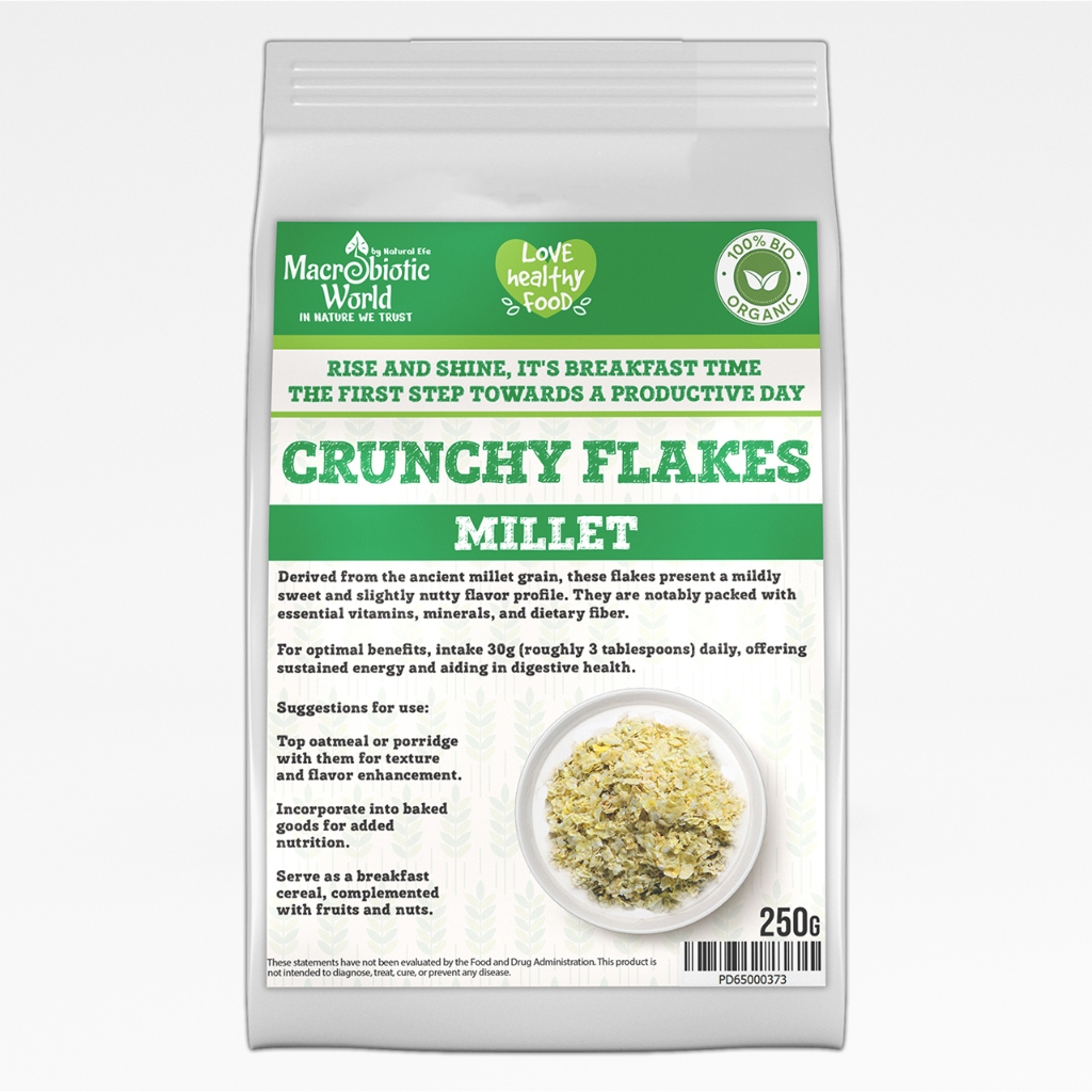 Organic/Bio Crunchy Millet Flakes | เมล็ดข้าวฟ่าง อบพอง 250g
