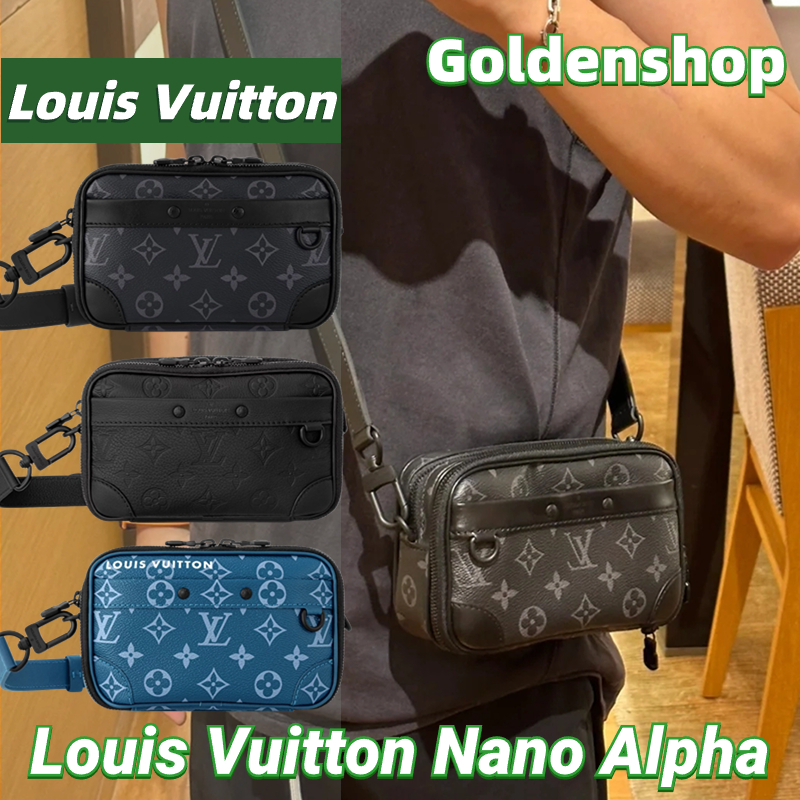 New!!🍒หลุยส์วิตตอง Louis Vuitton Nano Alpha Bag LV กระเป๋าสะพายสำหรับผู้ชาย