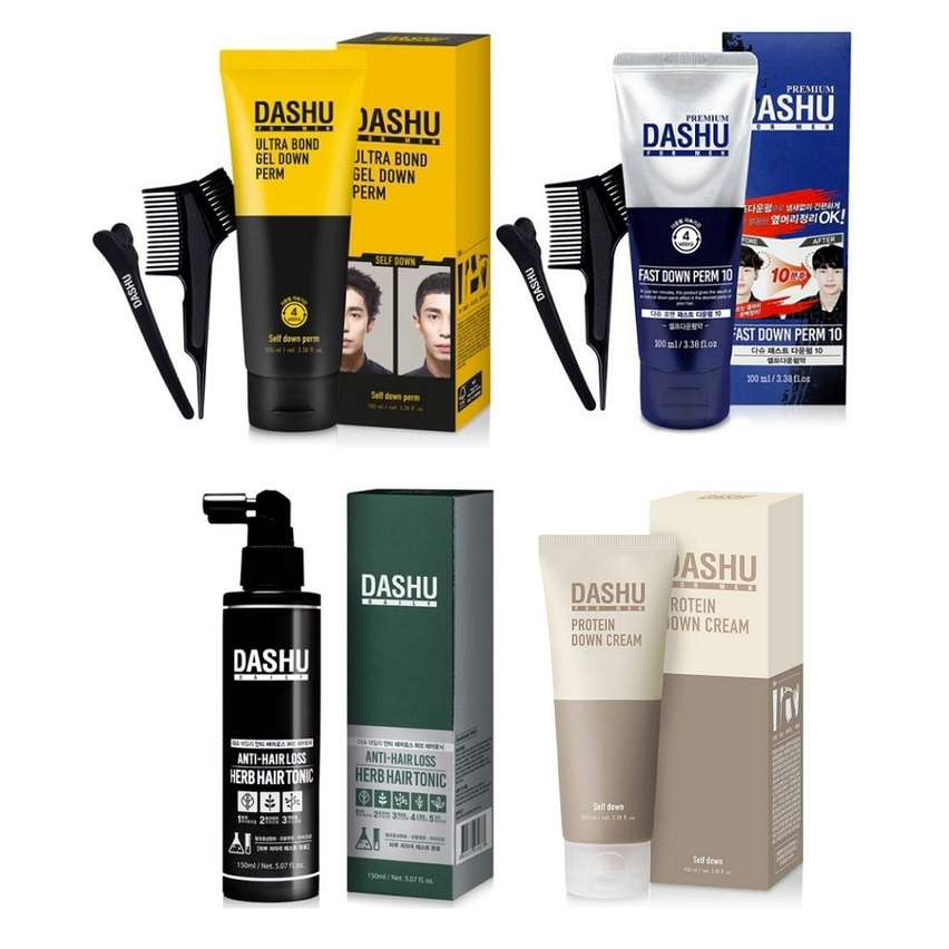 DASHU Premium Ultra Bond Gel Down Perm 100ml, Daily Herb Hair Tonic Anti-Hair Loss Herb 150ml, For Men Fast Down Perm 10