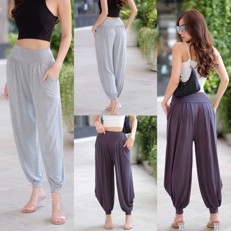 กางเกงจีบรอบขาจั๊ม กางเกงจินนี่ กางเกงฮาเรม ผ้าเรยอนยืดได้เยอะมาก ใส่ได้ทั้งคนอ้วนและคนผอม สวยใส่สบายมาก