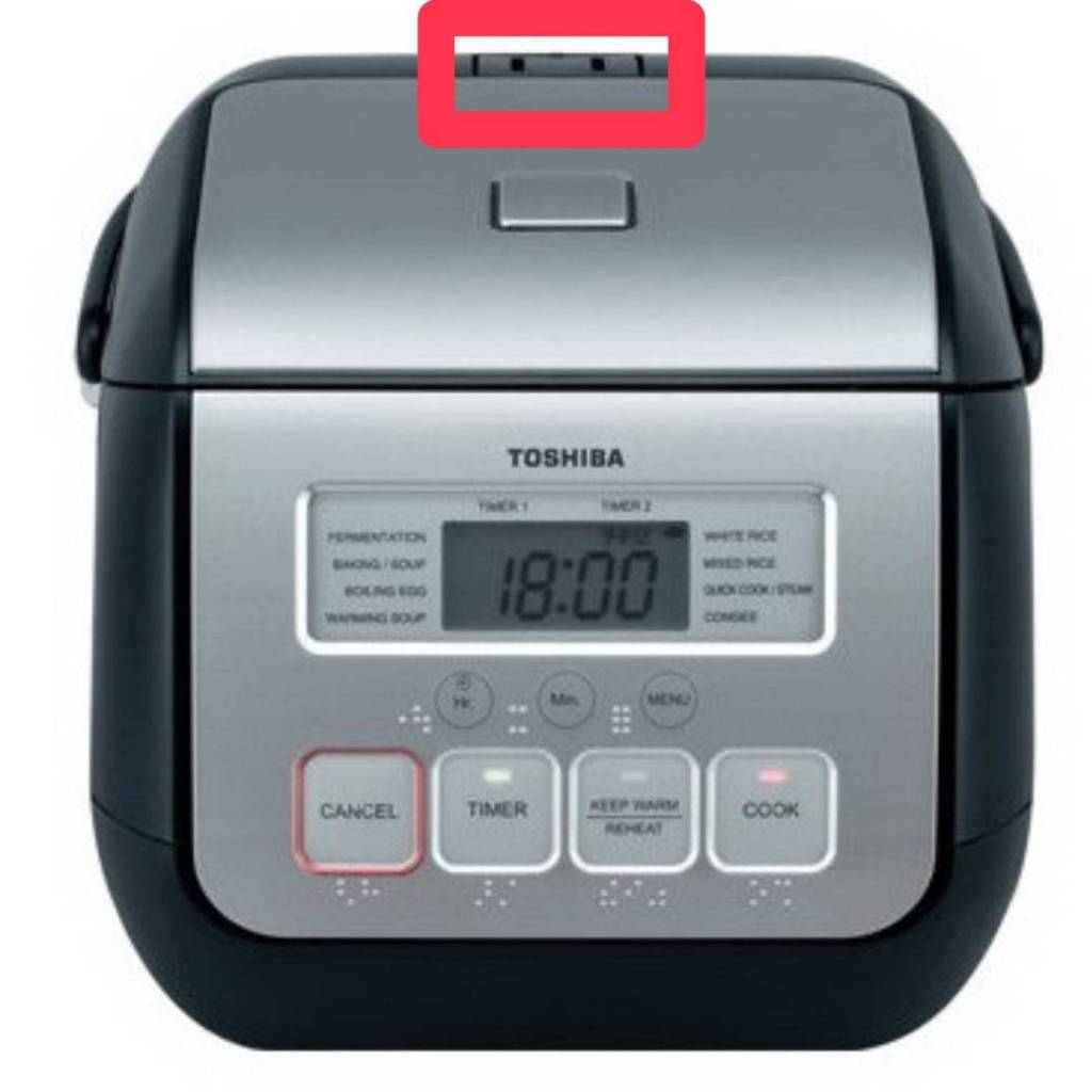 อะไหล่แท้ศูนย์/ฝาครอบรูระบายไอน้ำหม้อหุงข้าว TOSHIBA รุ่น RC-5MS NRFP19770000000 STEAM CASE SET สีดำ