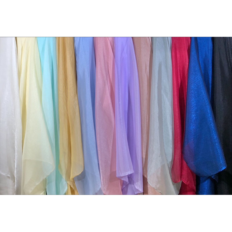 ออร์แกนซ่าย่น Transparent shiny organza silk fabric
