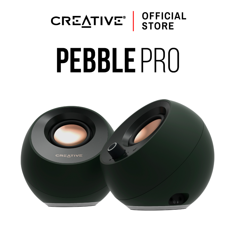 CREATIVE SPEAKER PEBBLE PRO ลำโพง 2.0 บูลทูธ 5.3 สีเขียวอัลไพน์ เชื่อมต่อผ่าน USB-C พร้อมไฟ RGB