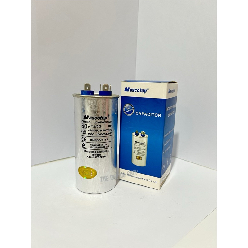 คาปาซิเตอร์ แคปรันแอร์ ยี่ห้อ MASCOTOP 450v  45uf/50uf/60uf - รูปที่ 2