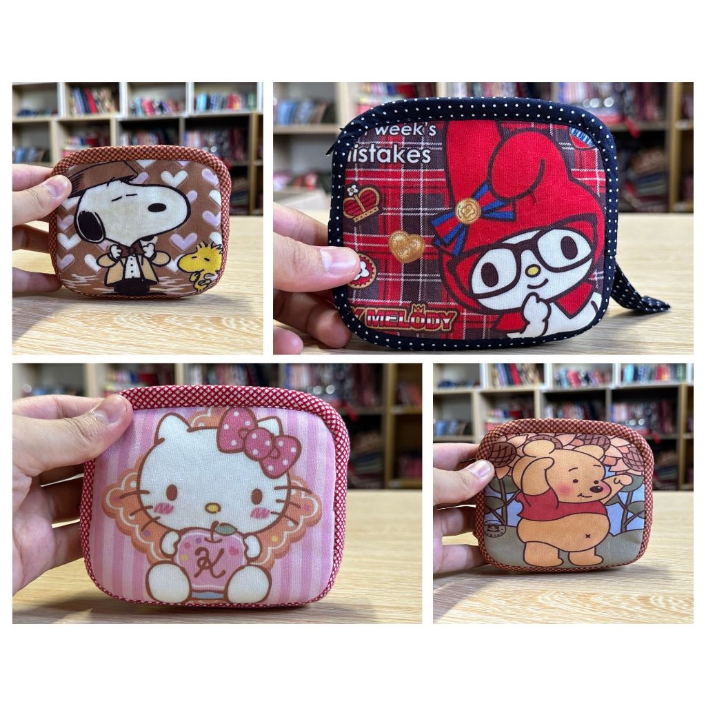 A012 กระเป๋าสตางค์ผ้าต่อ แฮนด์เมด ซิปหลัง มี3ช่อง ขนาด12x10ซม. ใส่หูฟัง ใส่ของจุกจิก ใส่บัตร ใส่เหรียญ กระเป๋าผ้า