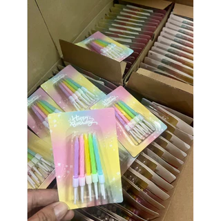 (ขายยกกล่อง 50 แพ็ค)เทียนเกลียวสั้นพาสเทล เทียนวันเกิดราคาถูก