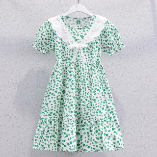 ชุดเดรสเด็กน่ารักๆ ชุดกระโปรงยาวแขนสั้นลำลองเด็กผู้หญิงฤดูร้…