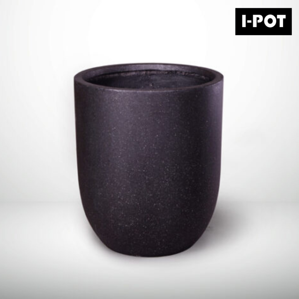 I-POT กระถางต้นไม้ไฟเบอร์เคลย์น้ำหนักเบาดีไซน์โมเดิร์นทรงแคปซูลสีแบล็กกาแล็กซี่ ขนาด 11 นิ้ว (ก.28 ส.33ซม.)