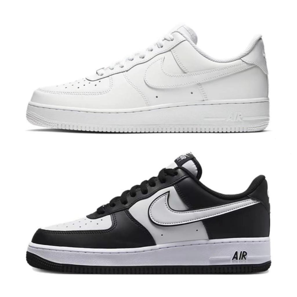 Nike Air Force 1 Low 07 Triple White Nike Air Force 1 Low "Panda" รองเท้าผ้าใบกันลื่นสีขาวและสีดำของแท้ 100%sports shoes