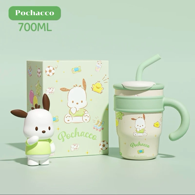 (พร้อมส่ง ) แก้วสแตนเลส Pochacco แก้วเก็บความเย็นและร้อน ขนาด 700 มล. / 1200 มล.