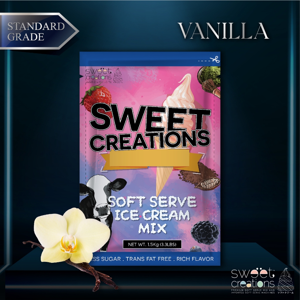 ผงทำไอศครีมซอฟท์เสิร์ฟ ผงไอติม ผงไอติมผัด Sweet Creations (Standard) รสวนิลลา