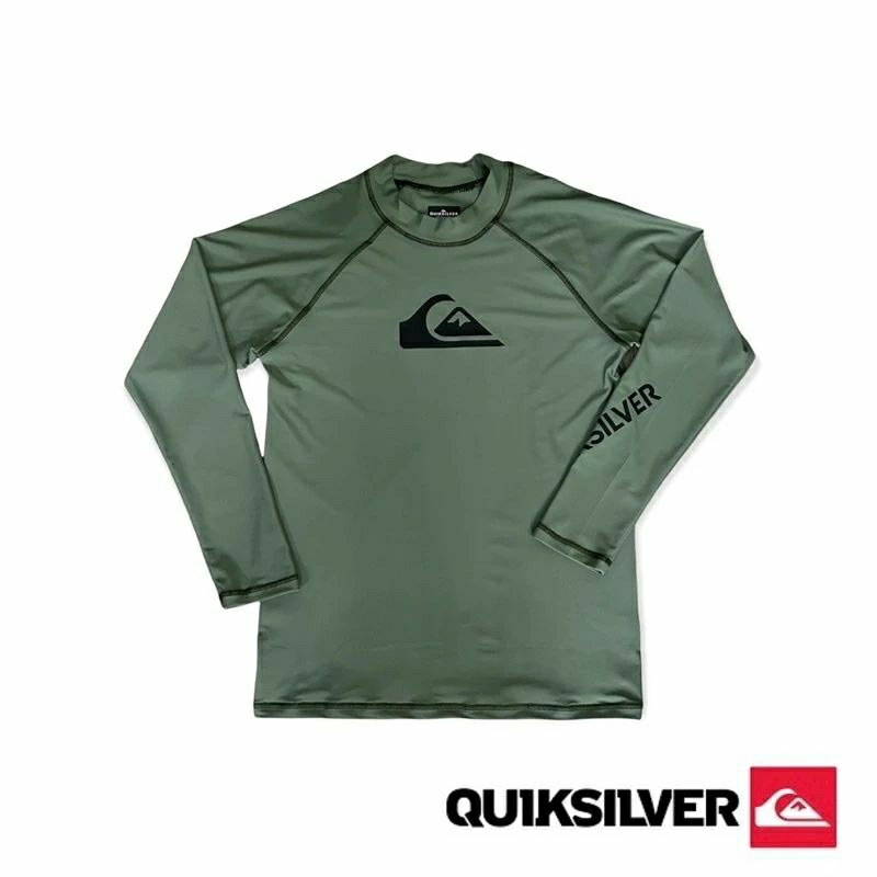 เสื้อ Rashguard สีเขียว โลโก้ดำด้าน