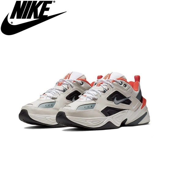 【ของแท้ 100%】Nike M2K Tekno Light Bone Running shoes gray orange