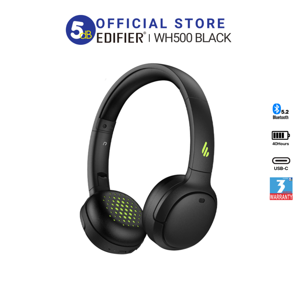 EDIFIER WH500 Black Wireless On-Ear Headphones  หูฟังไร้สาย บูลทูธ  รับประกัน 3เดือน ศูนย์ไทย