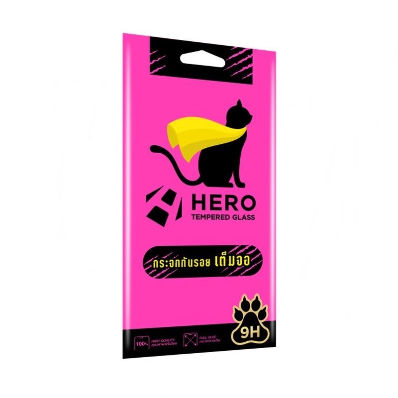 Hero cat ฟิล์มกระจกเต็มจอ Oppo A98 (5G) / A58 (4G) ขอบดำ (ใส่ด้วยกันได้ค่ะ)