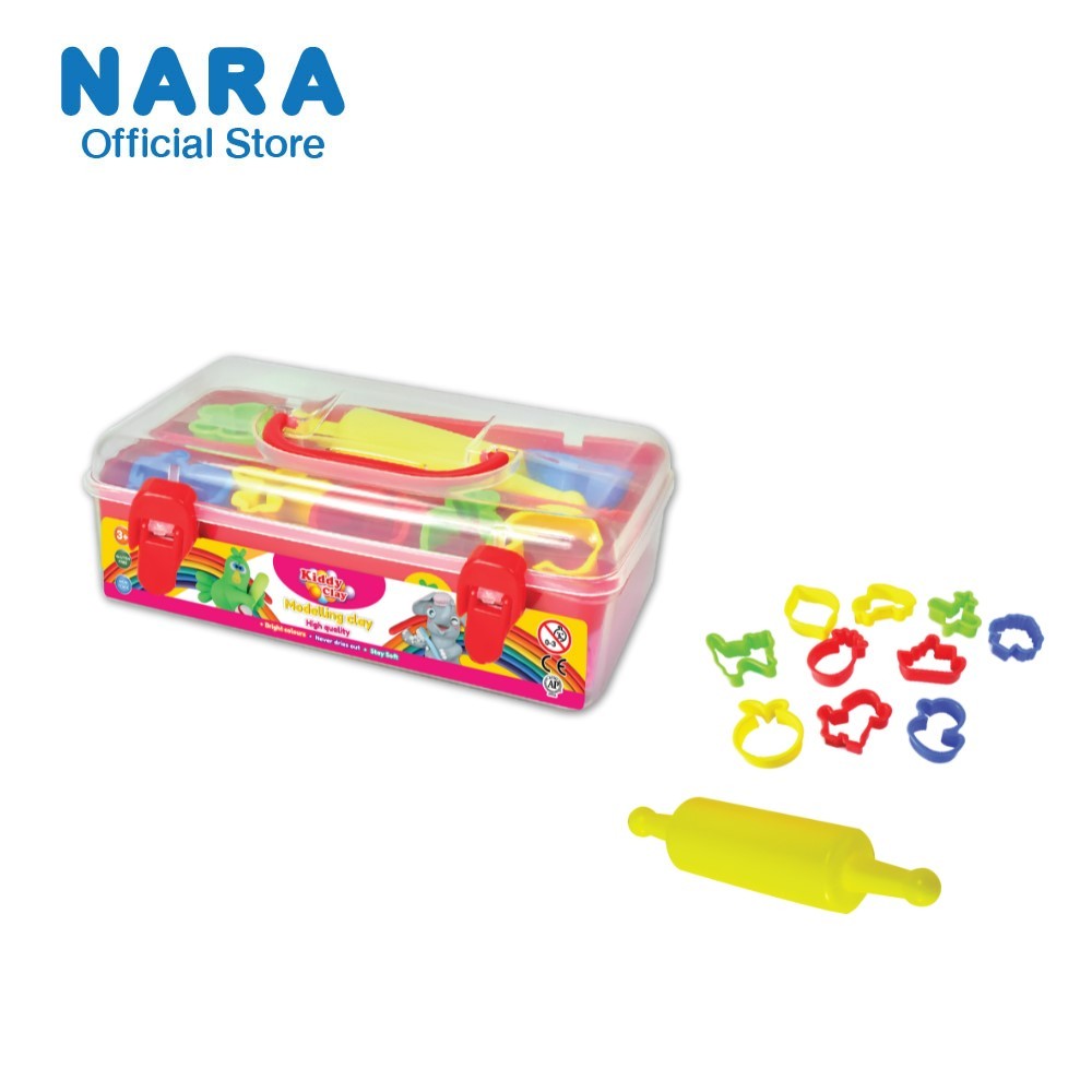 NARA Modelling Clay ดินน้ำมันไร้สารพิษ ขนาด 550 กรัม 7สี พร้อมเเม่พิมพ์ครบชุด