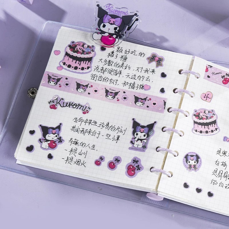 Gift Set เครื่องเขียน 10ชิ้น ลิขสิทธิ์แท้ สมุดสันห่วง สติกเกอร์ ปากกาเจล เทปวาชิ ของขวัญ น่ารัก Sanrio Kuromi ซานริโอ้