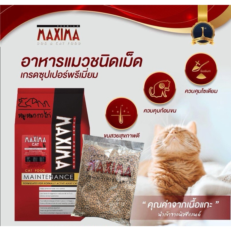 SALE (ถุง1กิโลกรัม)Maxima อาหารแมวแม็กซิม่า