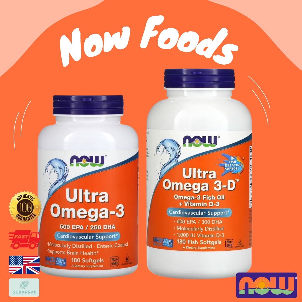 พร้อมส่ง NOW Foods Ultra Omega-3 500 EPA / 250 DHA Omega 3-D 600 EPA / 300 โอเมก้า3
