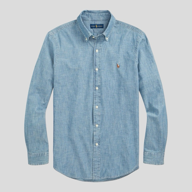 (CLASSIC FIT) RALPH LAUREN Men’s Light Denim&Chambray Shirt Long Sleeve **สินค้าแท้100%**