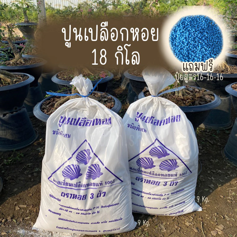 ถูกที่สุด ส่งทันที💥ปูนเปลือกหอย 18 กิโล ปรับสภาพดิน ใบสวย รากเเข็งเเรง ไล่แมลง มด หอยทาก กันเชื้อราในคอกสัตว์
