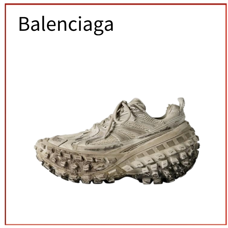 Balenciaga Balenciaga Defender รองเท้ายางแฟชั่นย้อนยุคด้อยรองเท้าพ่อต่ำผู้ชายสีน้ำตาลอ่อนย้อมสีโคลน