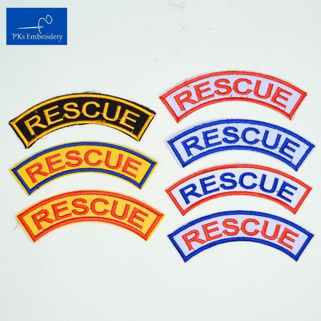 อาร์ม เครื่องหมาย โค้ง RESCUE สำหรับหน่วยฉุกเฉิน สพฉ. กู้ชีพ ราคา ถูกที่สุด ดีลบีเคเค