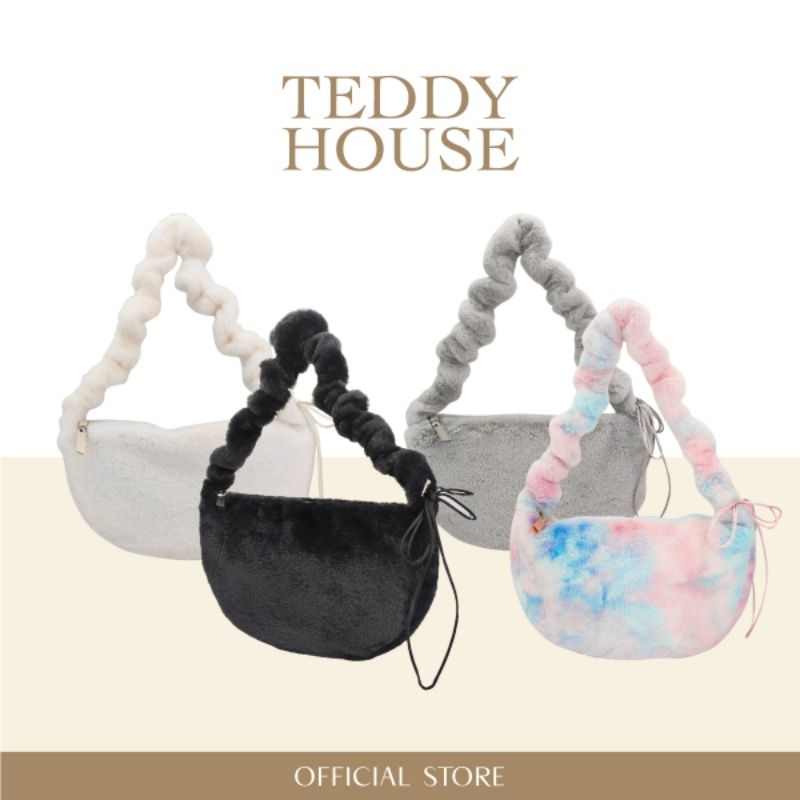 TEDDY HOUSE:New❗️Moonie Crossbody Bag กระเป๋าสะพายข้างขนนุ่มนิ่ม ทรงHalf Moon สะพายไหล่ กระเป๋าแฟชั่น กระเป๋าผู้หญิง