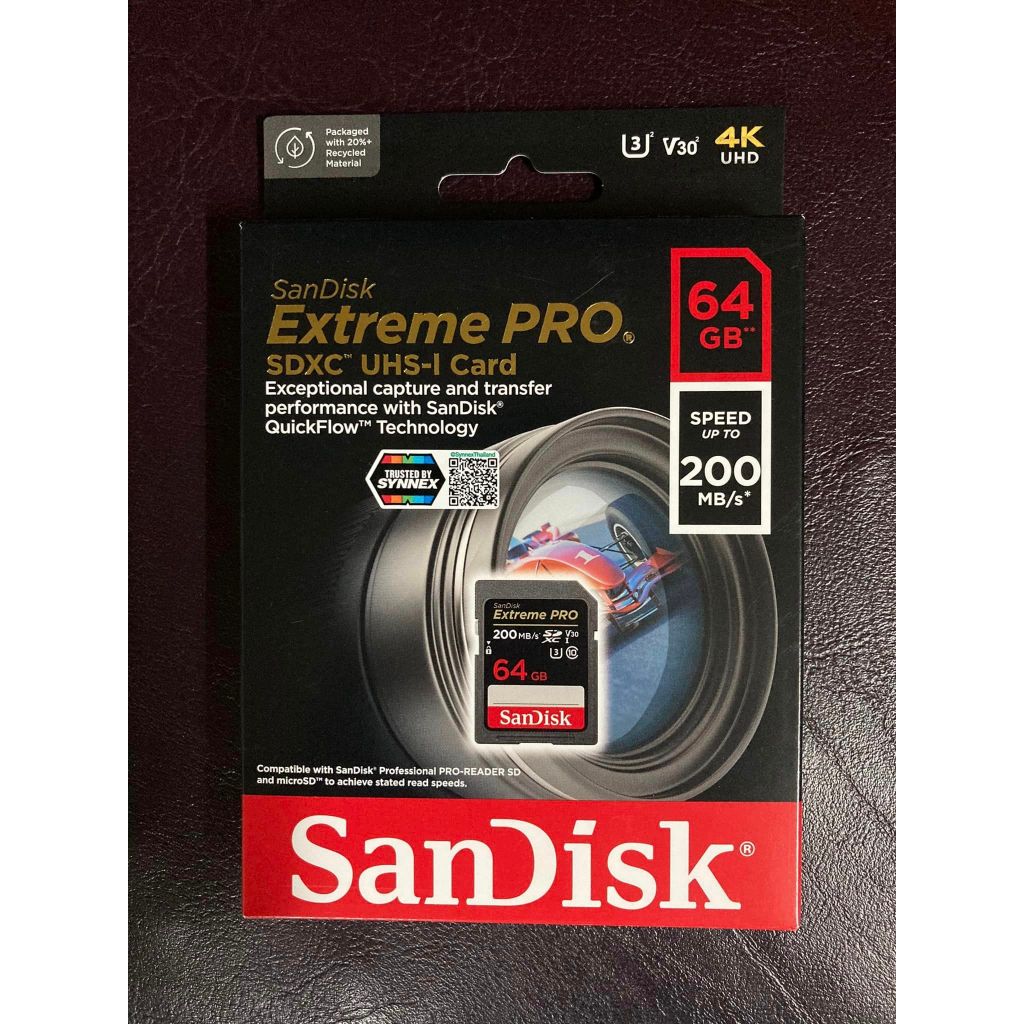 SANDISK EXTREME PRO SD CARD 64GB ความเร็ว อ่าน 200MB/s เขียน 90MB/s