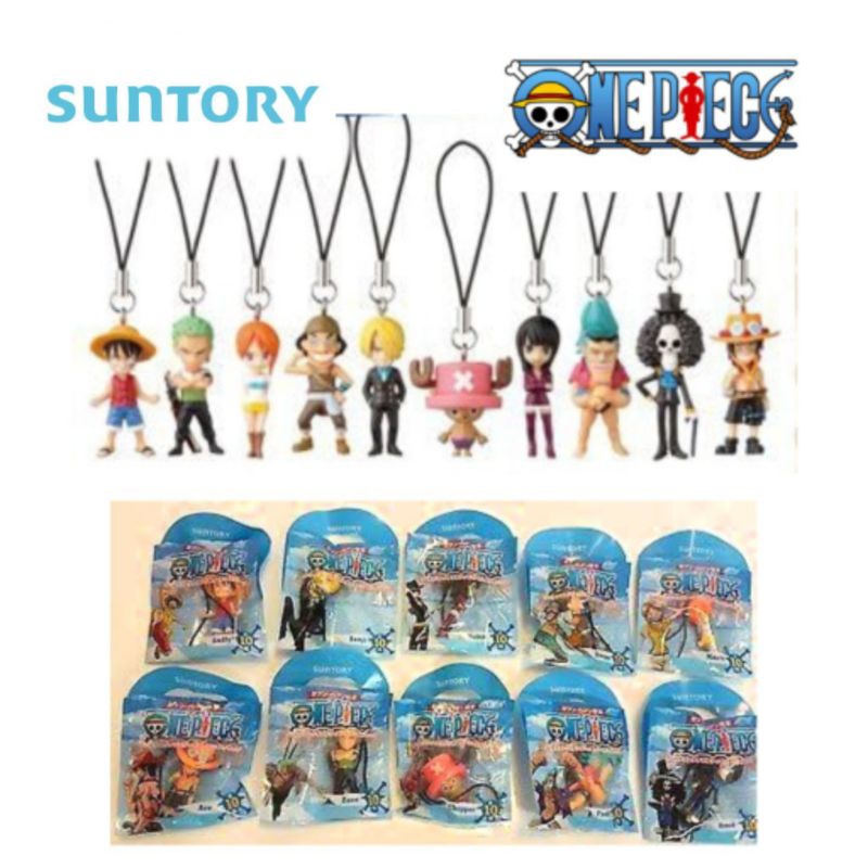 One Piece x Suntory Figure Keychain Key Holder Mascot Strap วันพีช Onepiece พวงกุญแจ