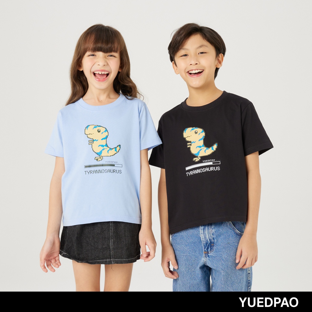 Yuedpao Kids เสื้อยืดเด็ก สีสดใส สไตล์มินิมอล ผ้านุ่ม สัมผัสเบาสบาย Unisex kids screen T-rex loading