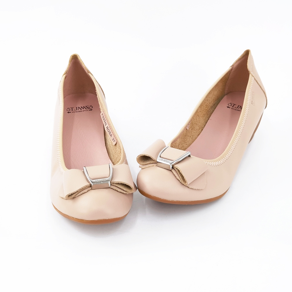 ST.JAMES รองเท้าหนังแท้/รองเท้าส้นเตารีด ส้น 3.8 CM. รุ่น ROSA สี BEIGE| รองเท้า ผู้หญิง