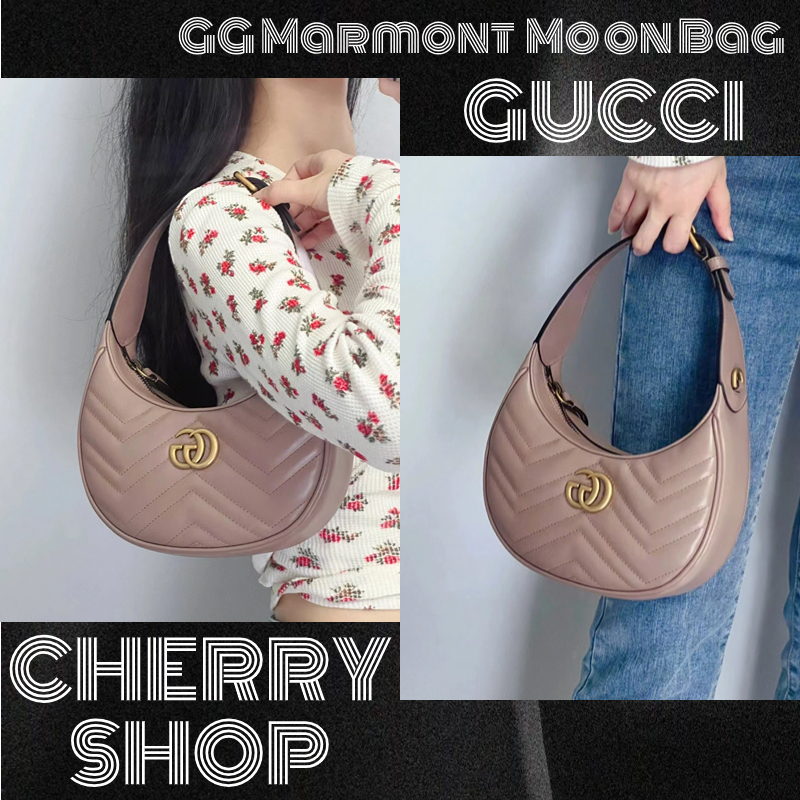 🍒Gucci GG Marmont Half Moon Mini Bag /สตรี / กระเป๋าถือ / กระเป๋าสะพายไหล่