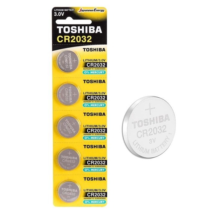 Toshiba  CR2032 ถ่านรีโมท Lithium 3V 1 ก้อน หรือ 5 ก้อน ของใหม่ ของแท้